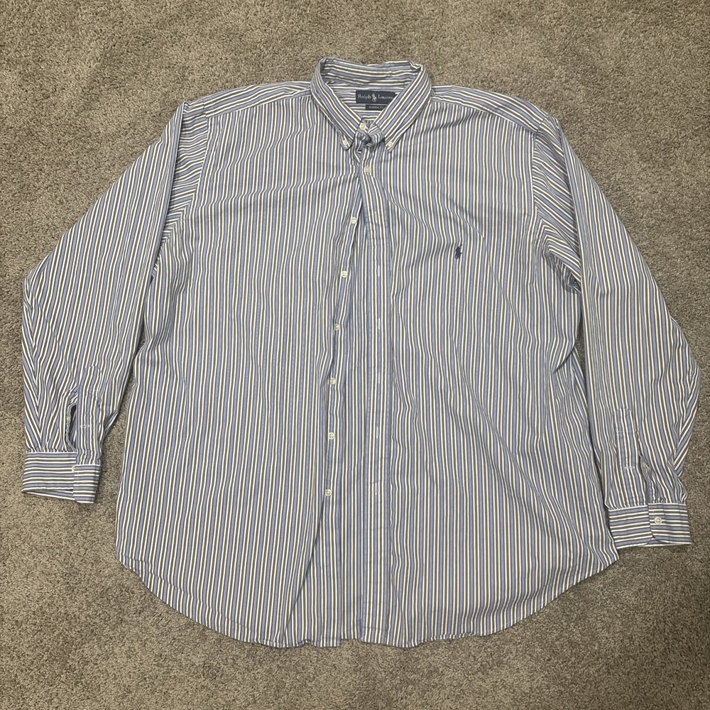 Ralph Lauren Mens‎ Long Sleeve Striped Button Down Shirt  Classic Fit  Size 2X